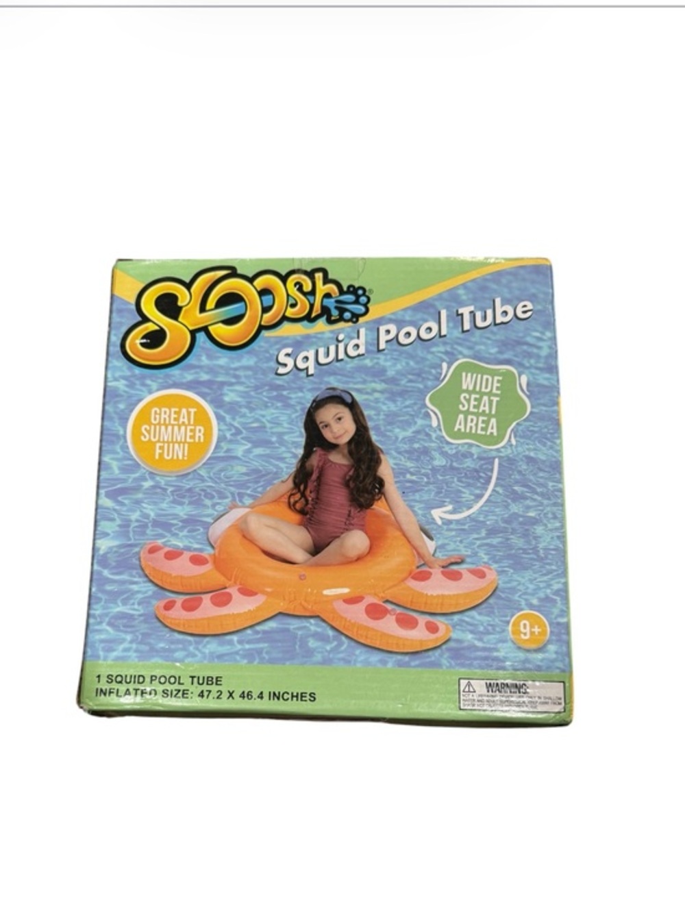 SLOOSH  Squid Pool Tube - Orange Inflatable Float Oe size